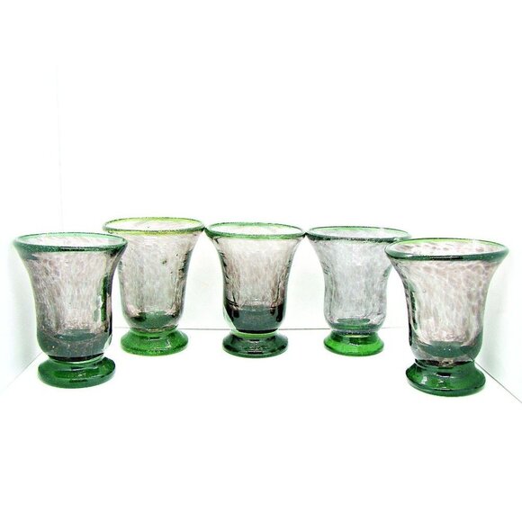 Set of 5 Recycled Footed Dessert Glasses Cups Bowl - Picture 1 of 12